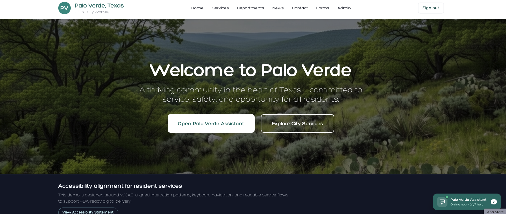 Municipal website home preview