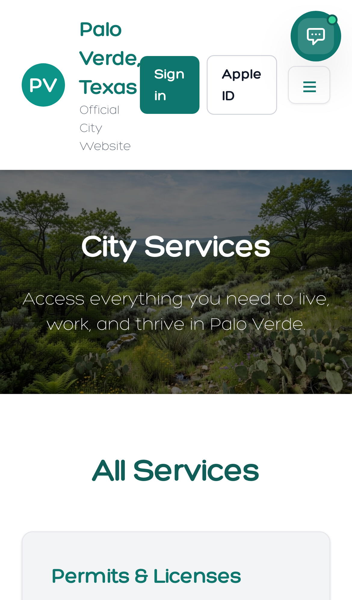 Palo Verde services mobile view